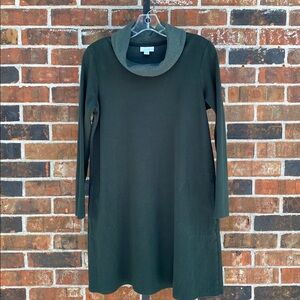 J Jill PureJill Green Knit Dress Cowl Neck Size S